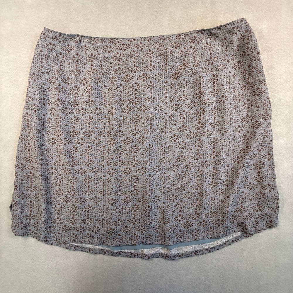 J. Jill Women Blue Brown Patterned Rayon Skirt Size 18 Smocked Back Lined